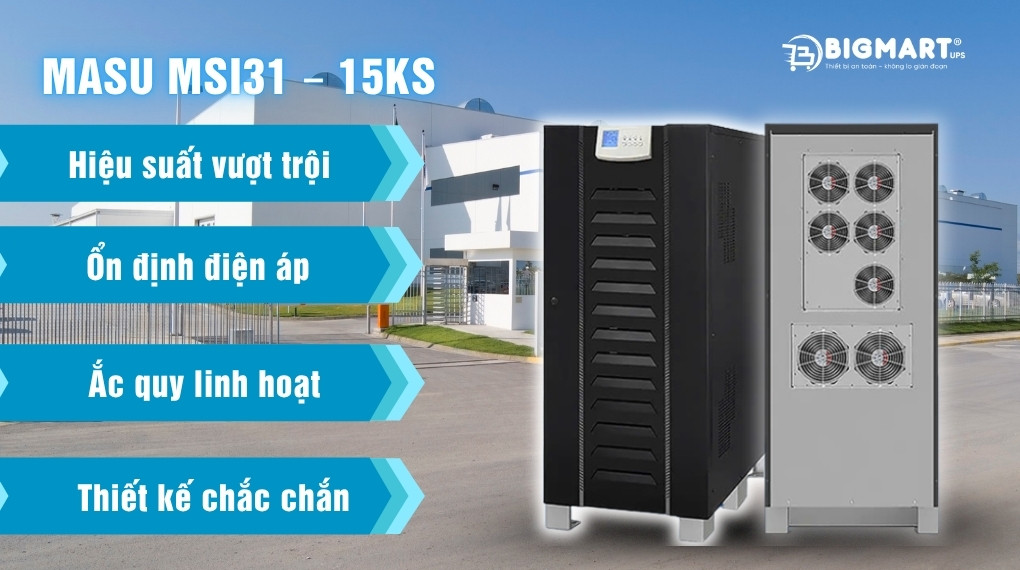 Bộ lưu điện công nghiệp 3/1 pha Masu MSI31 – 15KS