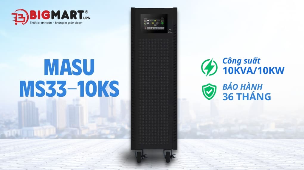Bộ lưu điện công nghiệp Masu MS33-10KS (10kVA/10kW)