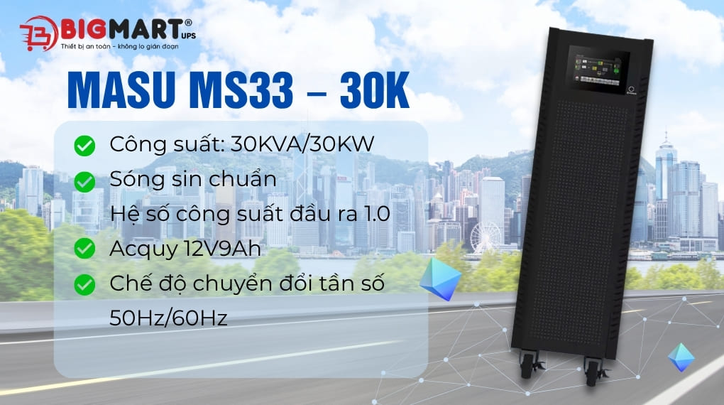 Bộ lưu điện công nghiệp Masu MSI33-30K (30kVA/30kW)