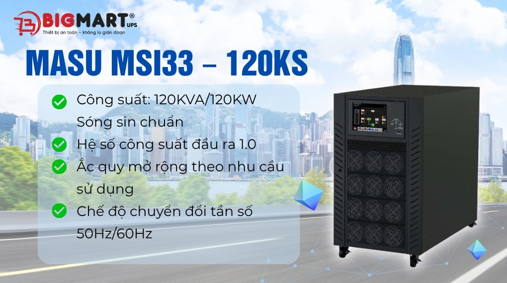 Bộ lưu điện công nghiệp Masu MSI33-120KS (120kVA/120kW)
