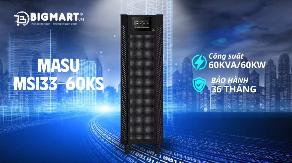 Bộ lưu điện công nghiệp Masu MSI33-60KS (60kVA/60kW)