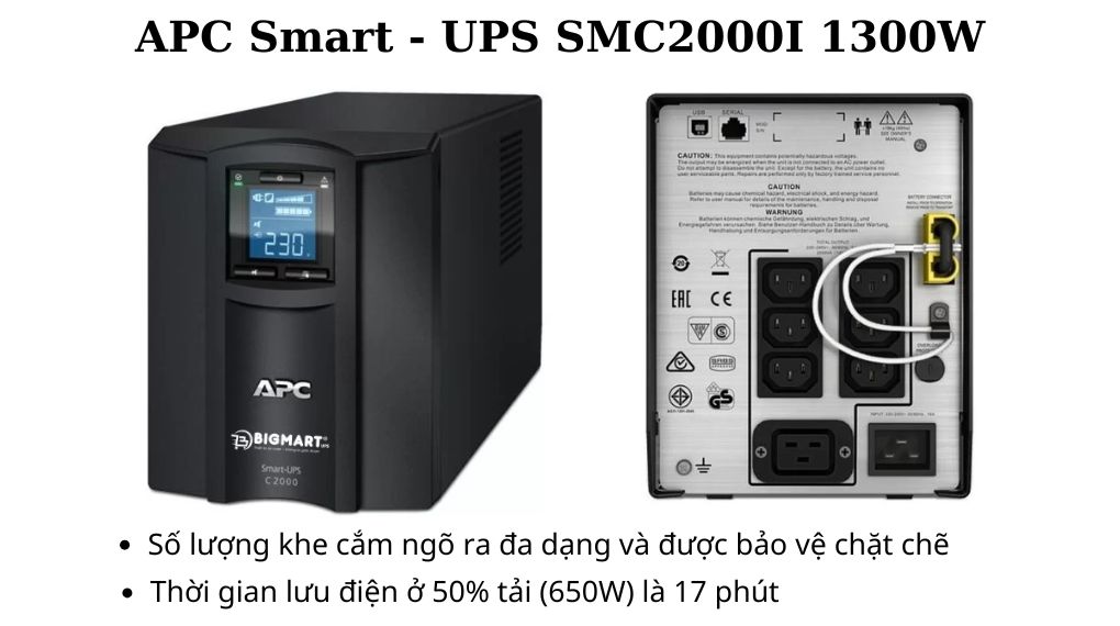 Bộ Lưu Điện UPS APC Smart SMC2000I 2000VA 1300W