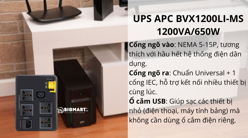 UPS APC BVX1200LI-MS 1200VA/650W