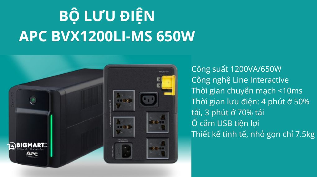 Bộ Lưu Điện UPS APC BVX1200LI-MS 1200VA/650W