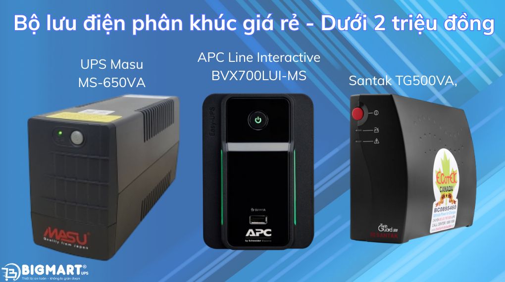 Bộ lưu điện phân khúc giá rẻ - Dưới 2 triệu đồng