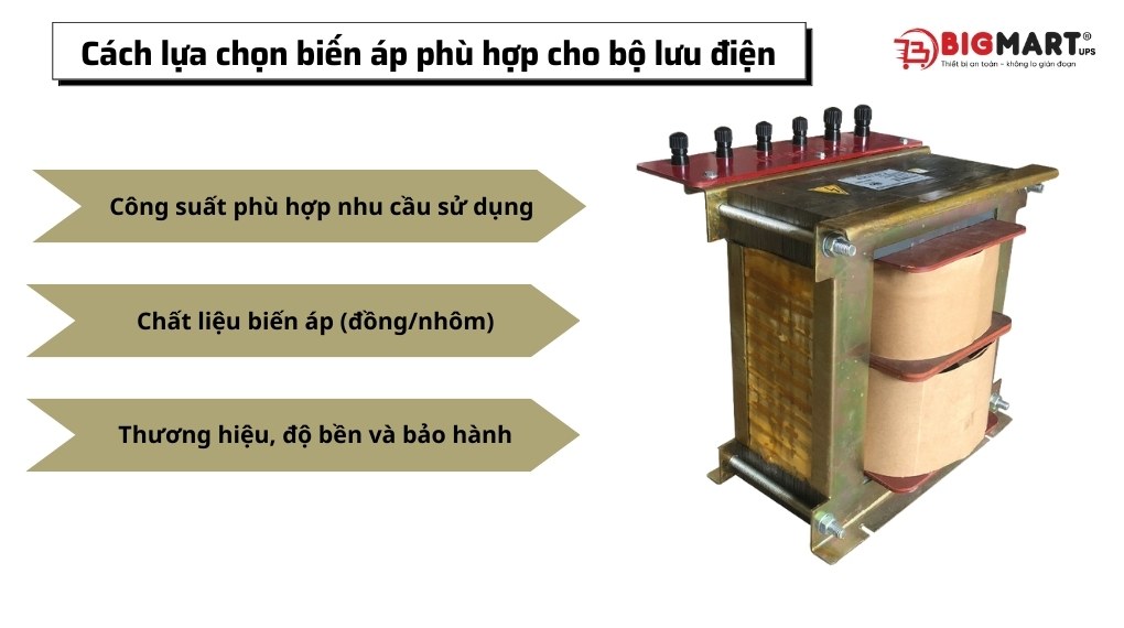 Cách lựa chọn biến áp phù hợp cho bộ lưu điện