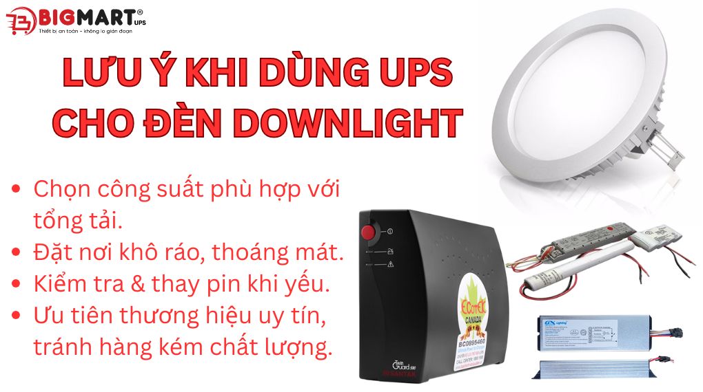 Lưu ý khi lắp đặt và sử dụng bộ lưu điện cho đèn downlight