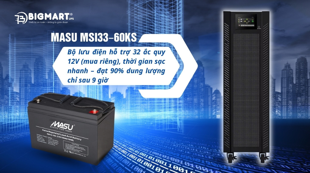 Bộ lưu điện công nghiệp Masu MSI33-60KS (60kVA/60kW)