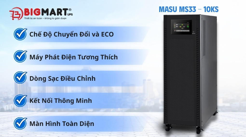 Bộ lưu điện công nghiệp Masu MS33-10KS (10kVA/10kW)
