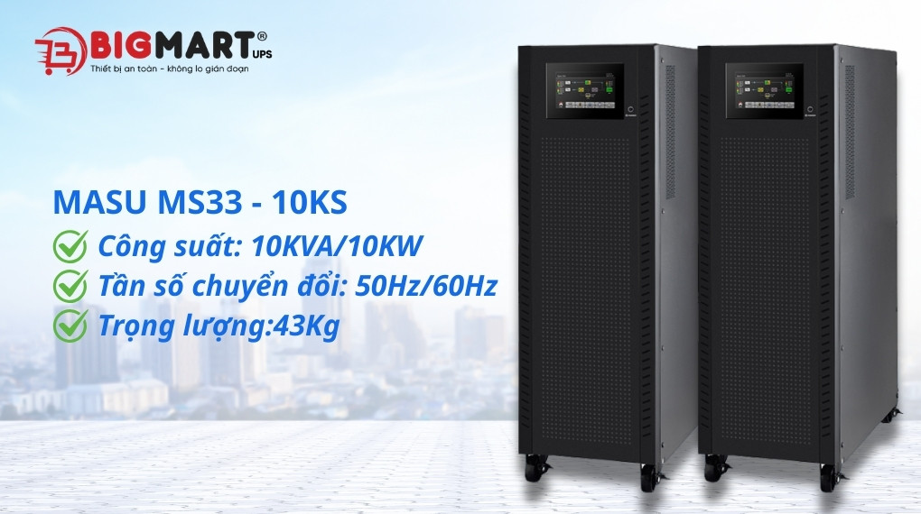 Bộ lưu điện công nghiệp Masu MS33-10KS (10kVA/10kW)