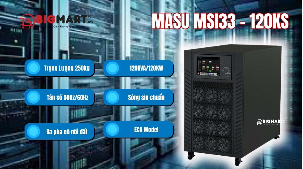 Bộ lưu điện công nghiệp Masu MSI33-120KS (120kVA/120kW)