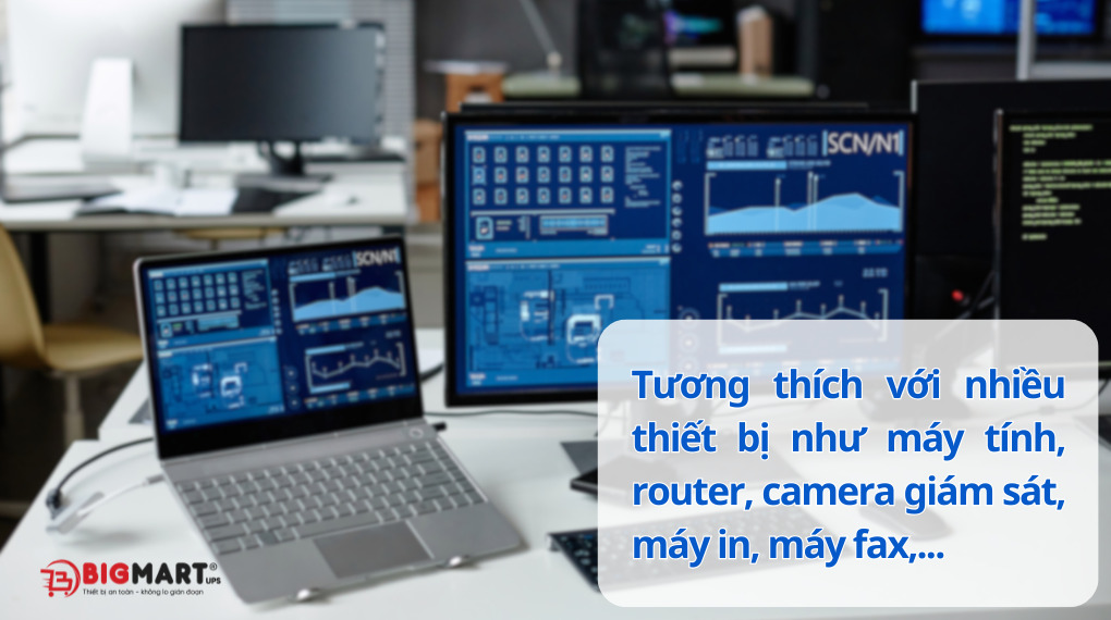 Bộ lưu điện 1200VA tương thích nhiều thiết bị nhạy cảm
