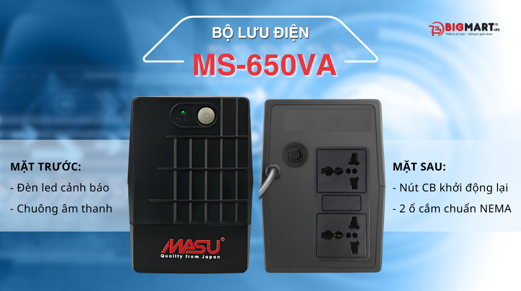 Bộ lưu điện 650VA giao diện dễ sử dụng