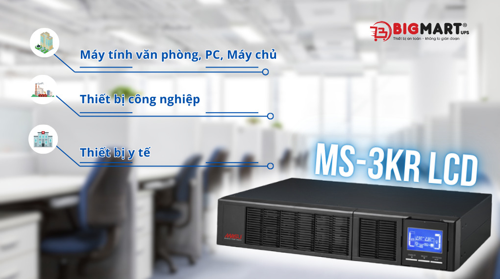 Bộ lưu điện Online Rack MS-3KR LCD tương thích nhiều thiết bị