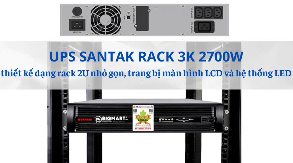 Bộ Lưu Điện UPS Santak Rack 3K 3000VA/2700W