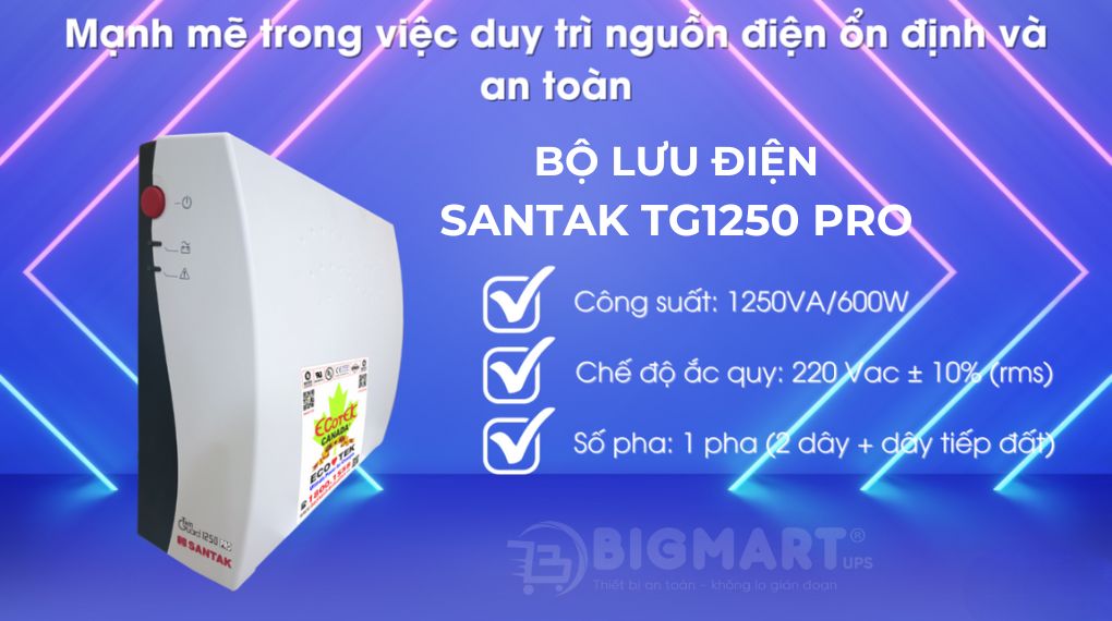 Bộ lưu điện UPS Santak TG1250 Pro 600W