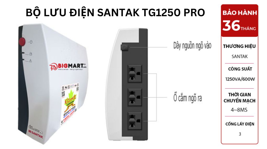 Bộ lưu điện (UPS) Santak TG1250 Pro