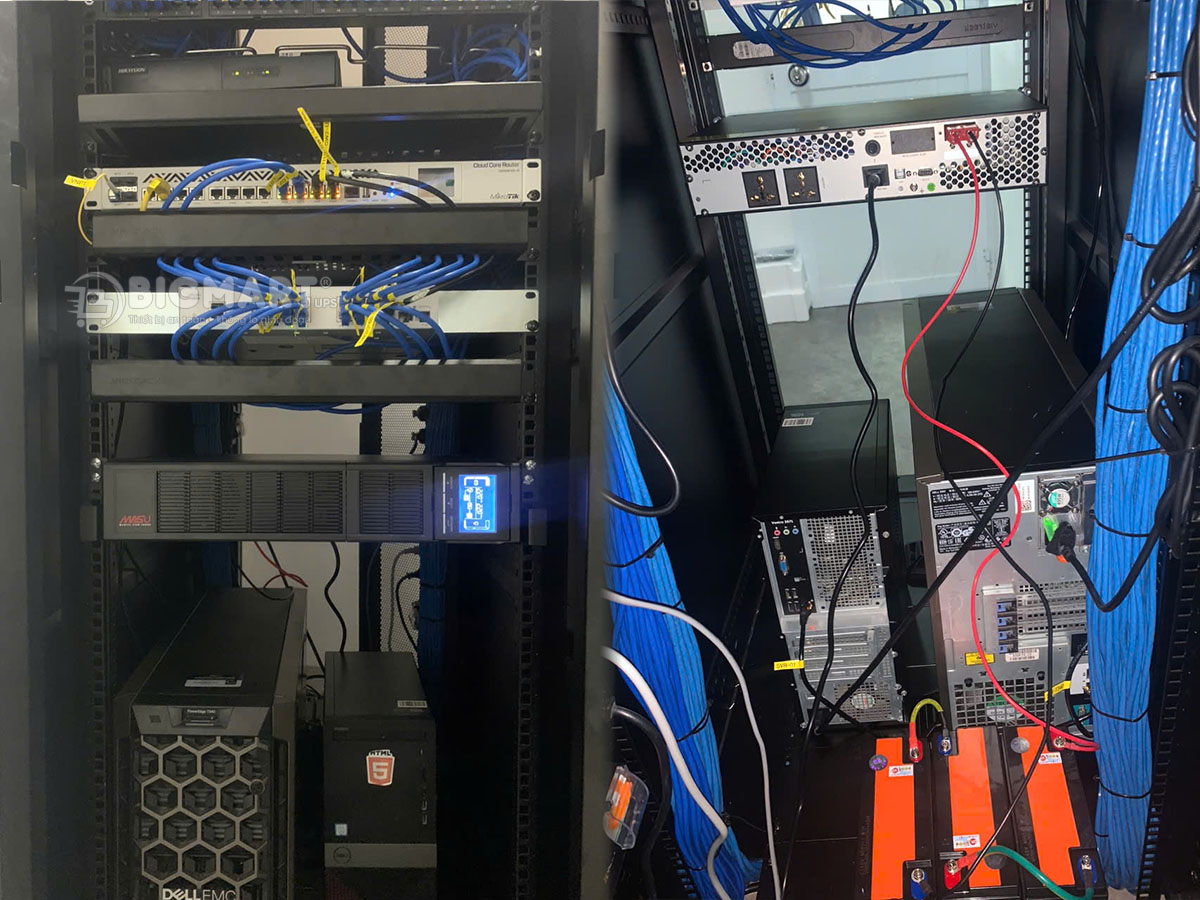 Bộ lưu điện 1kVA, ắc quy 55Ah cho hệ thống LAN router, switch tại TpHCM