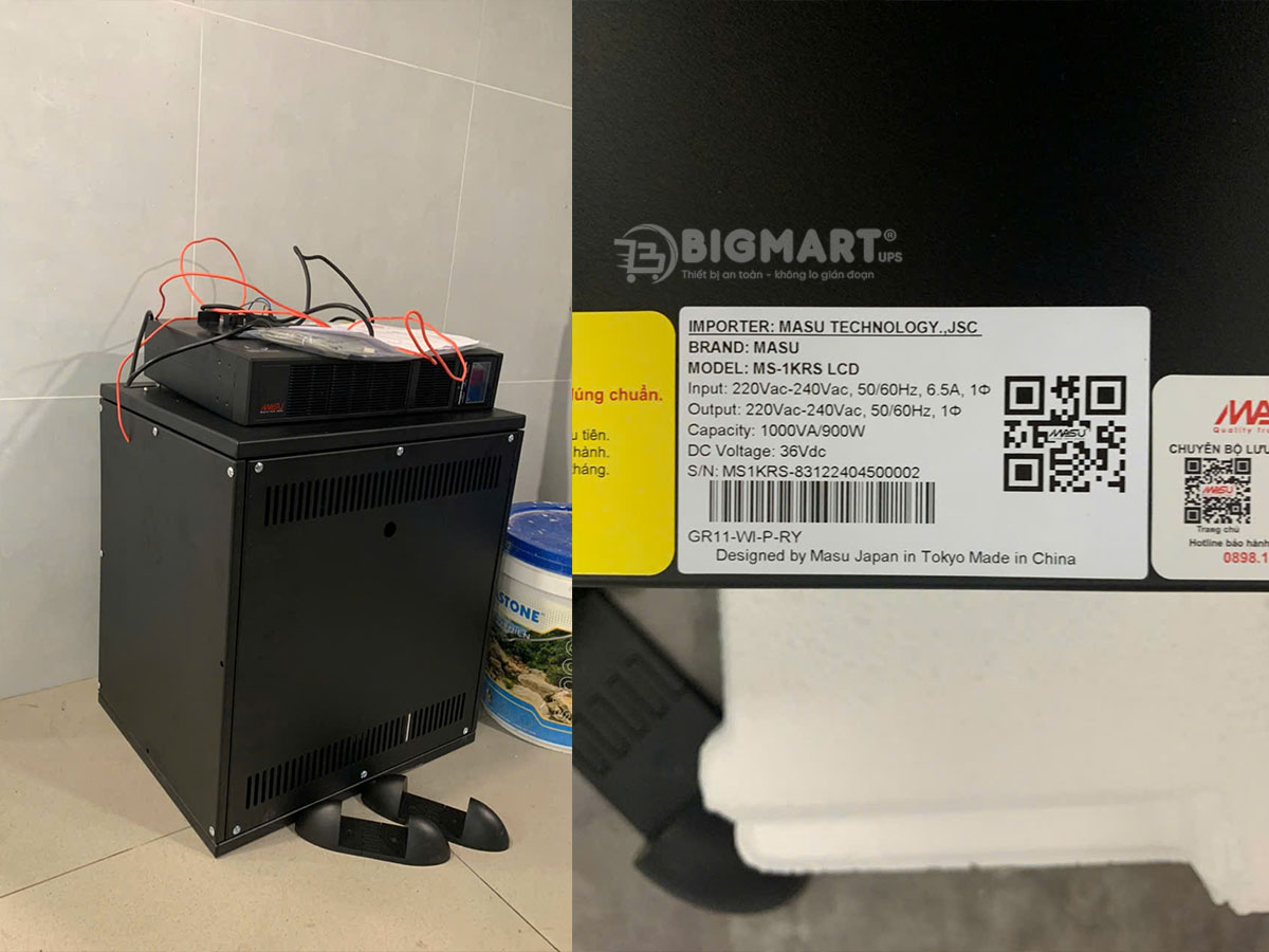 Bộ lưu điện 1kVA, ắc quy 55Ah cho hệ thống LAN router, switch tại TpHCM