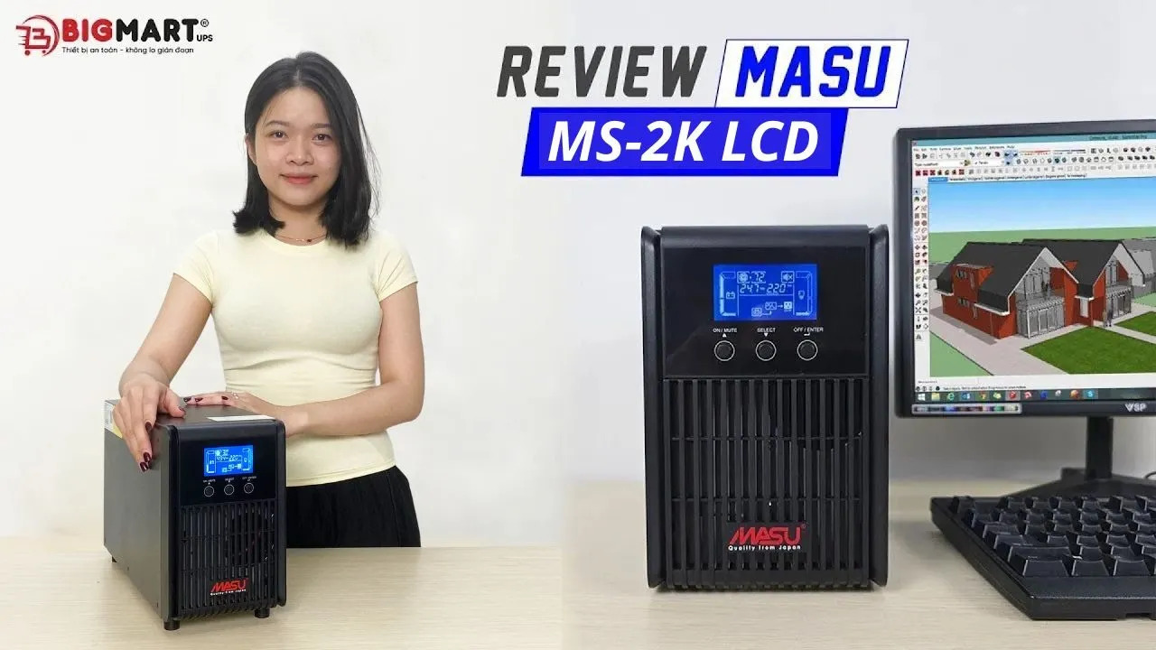 video review Bộ lưu điện MASU MS-2K LCD (2000VA/1800W)